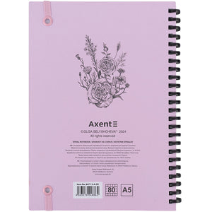 Блокнот на спирали Axent Olga Selyshcheva, Pink Roses 8471-2-A-OS, А5, 80 листов, клетка, картонная обложка