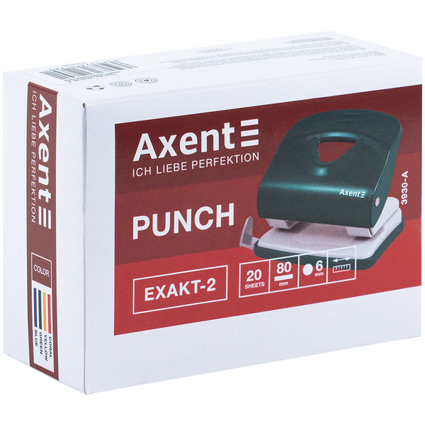 Діркопробивач для паперу Axent Exakt-2 3930-26-A, металевий, 30 аркушів, Earth colors, жовтий