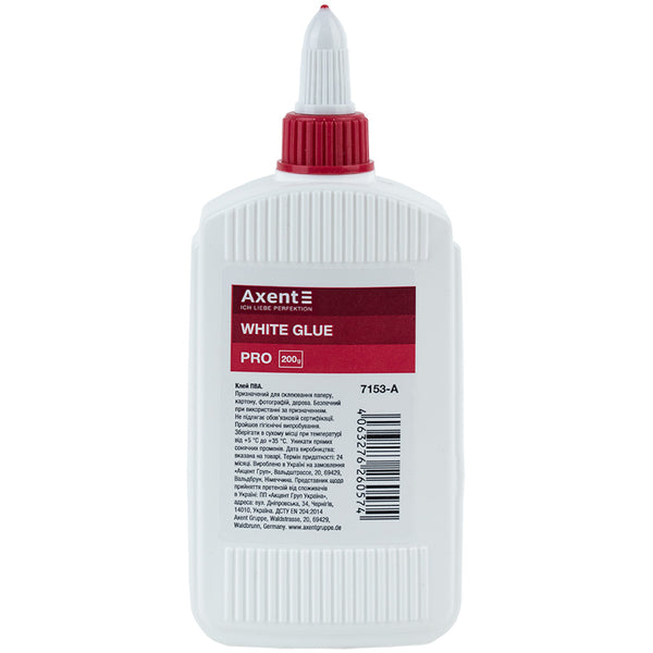 Клей ПВА Axent PRO 7153-A, ковпачок-дозатор, 200 мл
