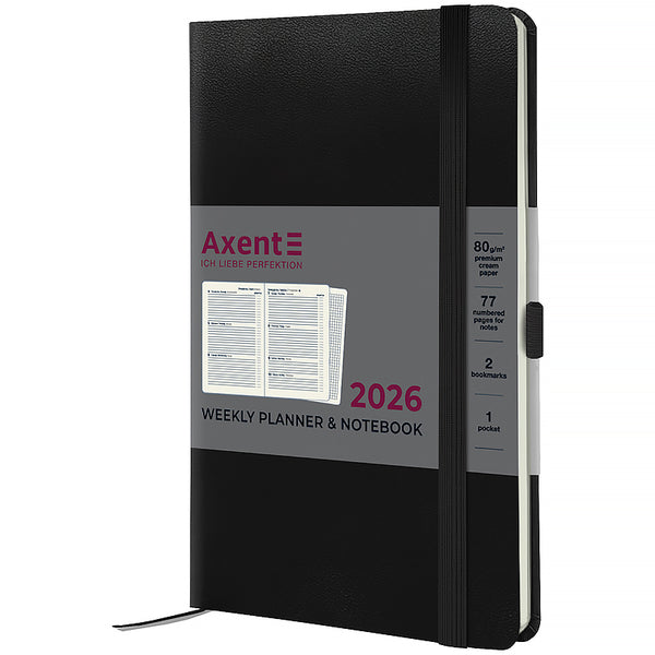 Щотижневик 2026 Axent Partner Strong  8505-26-01-A, 125*195, чорний