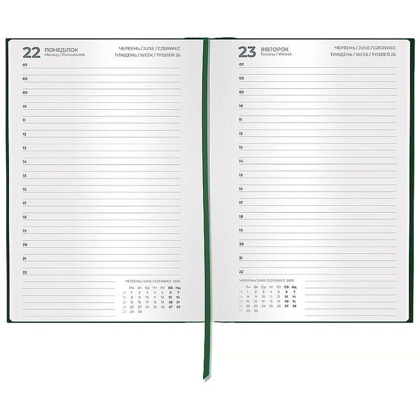 Щоденник 2026 Axent Classic City 8842-26-3-A, 145*210, з/т темно зелений