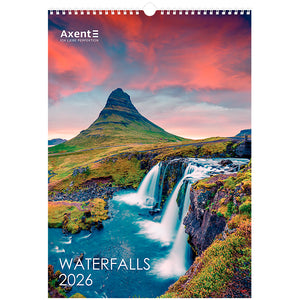 Календар настінний 2026 Axent Waterfalls 8804-26-2-A, А3