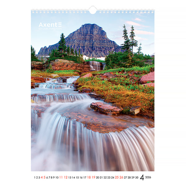 Календар настінний 2026 Axent Waterfalls 8804-26-2-A, А3