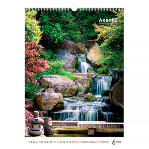 Календар настінний 2026 Axent Waterfalls 8804-26-2-A, А3
