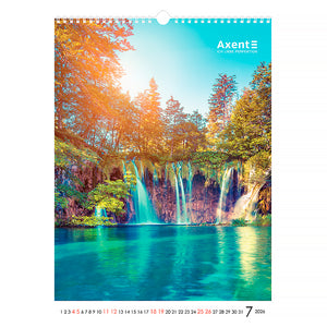 Календар настінний 2026 Axent Waterfalls 8804-26-2-A, А3