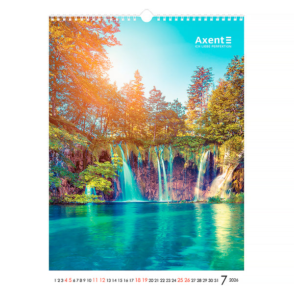 Календар настінний 2026 Axent Waterfalls 8804-26-2-A, А3