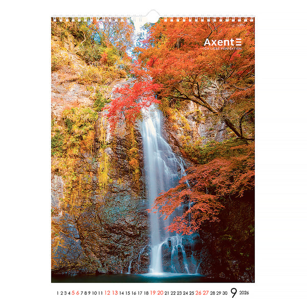 Календар настінний 2026 Axent Waterfalls 8804-26-2-A, А3