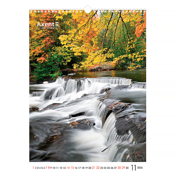 Календар настінний 2026 Axent Waterfalls 8804-26-2-A, А3