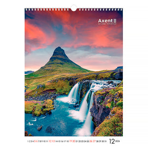 Календар настінний 2026 Axent Waterfalls 8804-26-2-A, А3