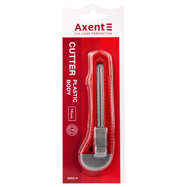 Нож канцелярский Axent 6502-A, лезвие 18 мм, красный