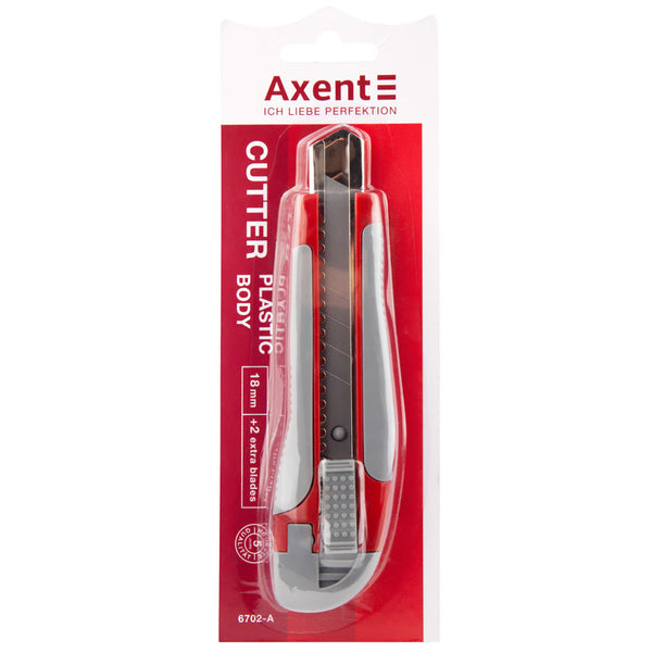 Нож канцелярский Axent 6702-A, с металлическими направляющими, резиновые вставки, лезвие 18 мм