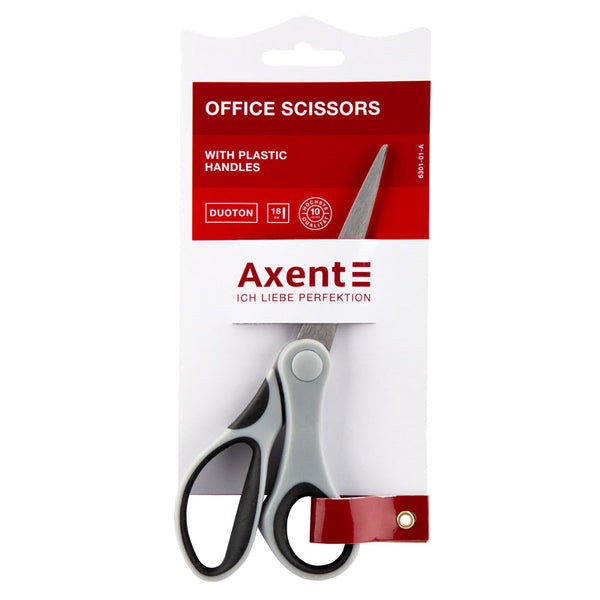 Ножницы Axent Duoton 6301-01-A, 18 см, с прорезиненными ручками, серо-черные