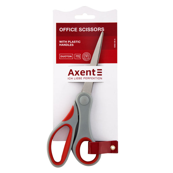 Ножницы Axent Duoton 6302-06-A, 20 см, с прорезиненными ручками, серо-красные