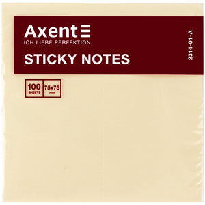 Блок бумаги с липким слоем Axent 2314-01-A, 75x75 мм, 100 листов, жёлтый