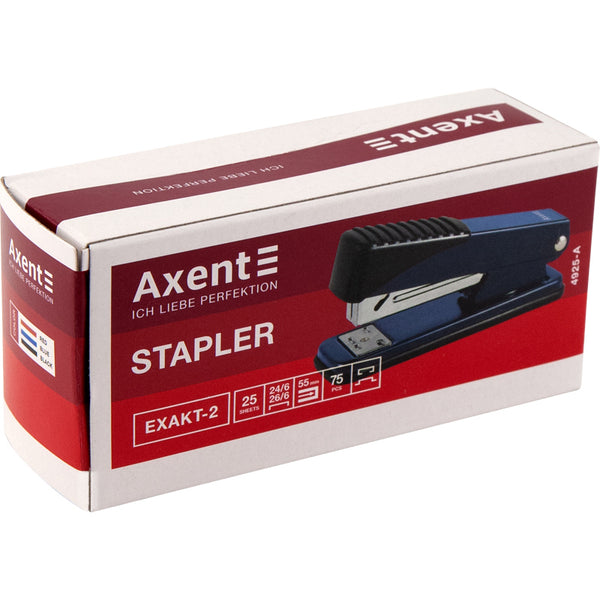 Степлер канцелярський №24/6 Axent Exakt-2 4925-01-A, металевий, 25 аркушів, чорний