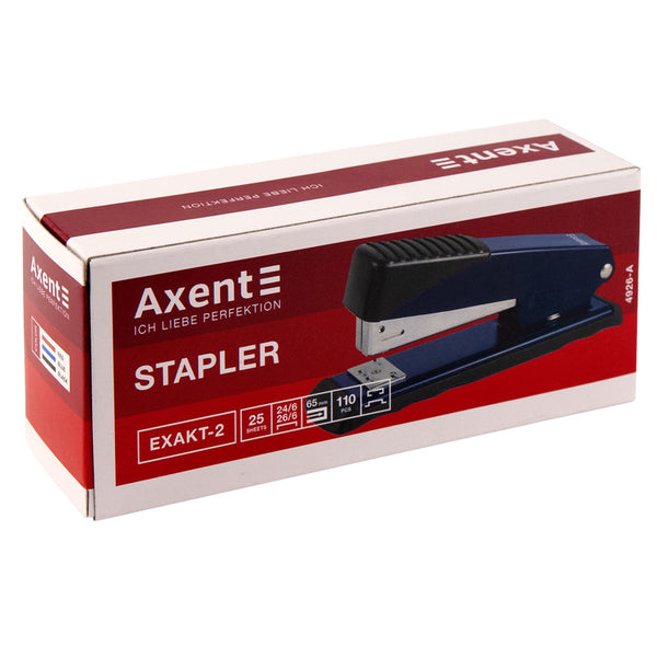 Степлер канцелярський №24/6 Axent Exakt-2 4926-02-A, металевий, 25 аркушів, синій