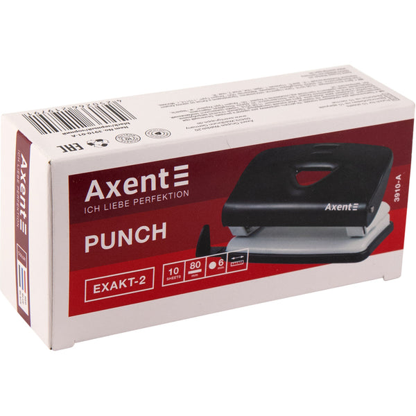 Дырокол для бумаги Axent Exakt-2 3910-01-A, металлический, 10 листов, черный