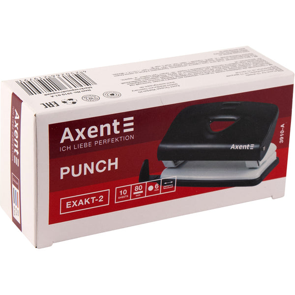 Дырокол для бумаги Axent Exakt-2 3910-06-A, металлический, 10 листов, красный
