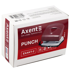 Діркопробивач для паперу Axent Exact-2 3930-06-A, металевий, 30 аркушів, червоний