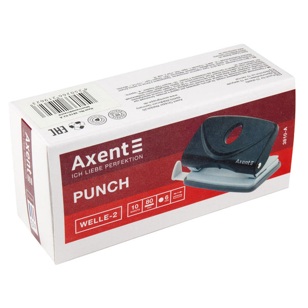 Діркопробивач для паперу Axent Welle-2 3810-01-A, пластиковий, 10 аркушів, чорний