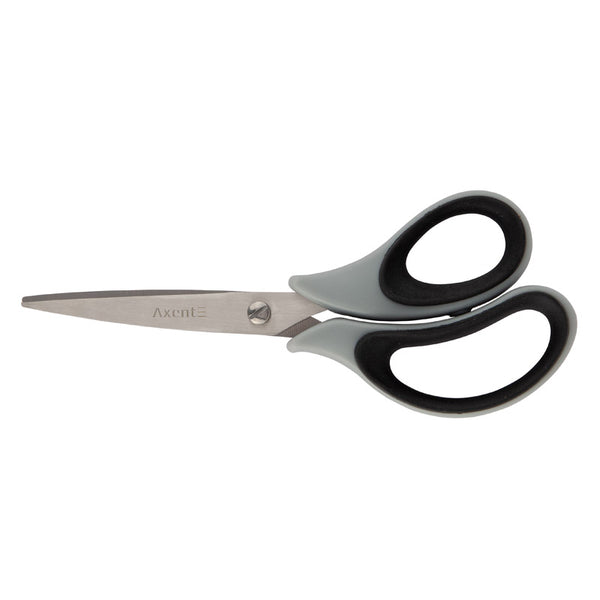 Ножницы Axent Duoton Soft 6101-01-A, 16.5 см, с прорезиненными ручками, серо-черные