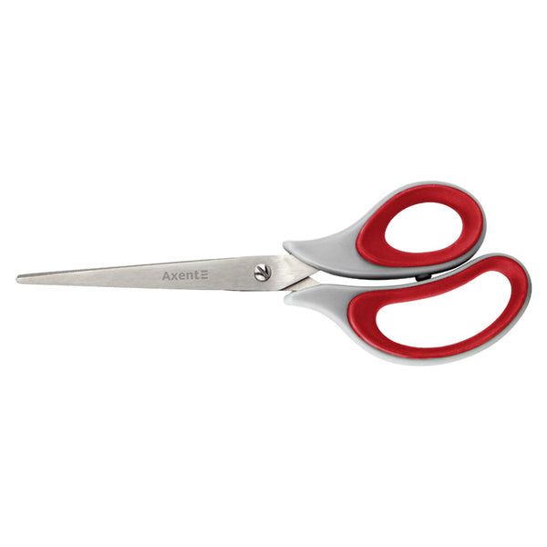 Ножницы Axent Duoton Soft 6102-06-A, 21 см, с прорезиненными ручками, серо-красные