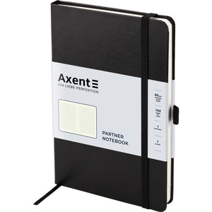 Книга записная Axent Partner 8201-01-A, A5-, 125x195 мм, 96 листов, клетка, твердая обложка, чёрная