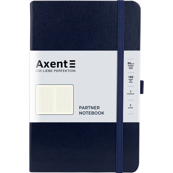 Книга записная Axent Partner 8201-02-A, A5-, 125x195 мм, 96 листов, клетка, твердая обложка, синяя