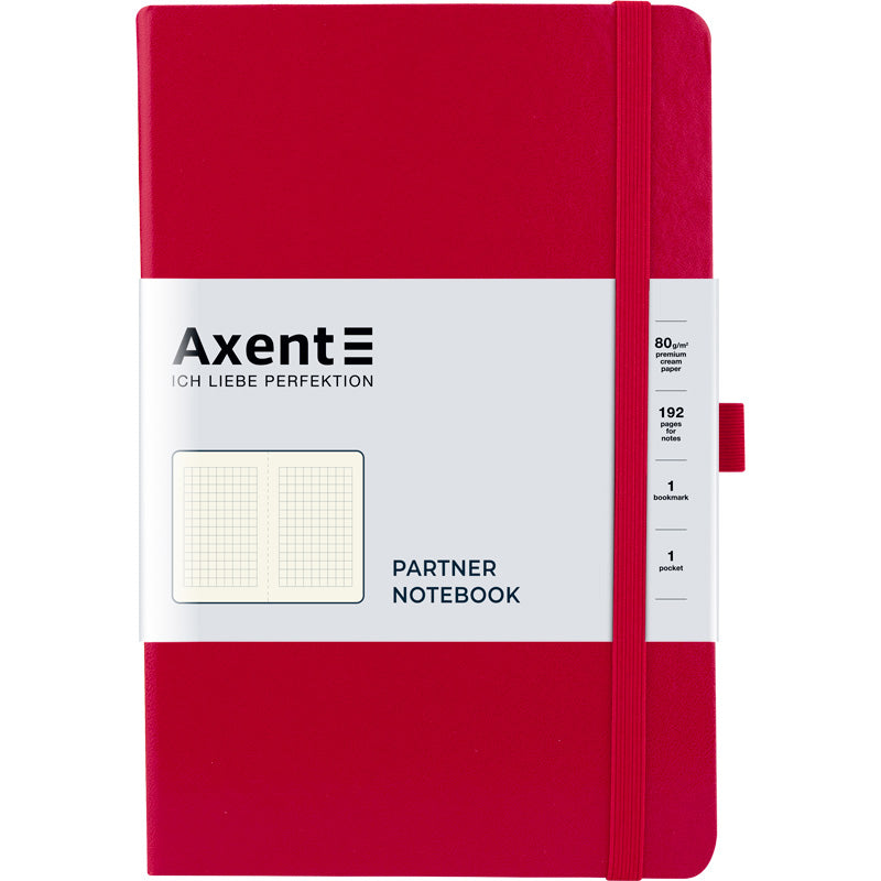 Книга записная Axent Partner 8201-03-A, A5-, 125x195 мм, 96 листов, клетка, твердая обложка, красная