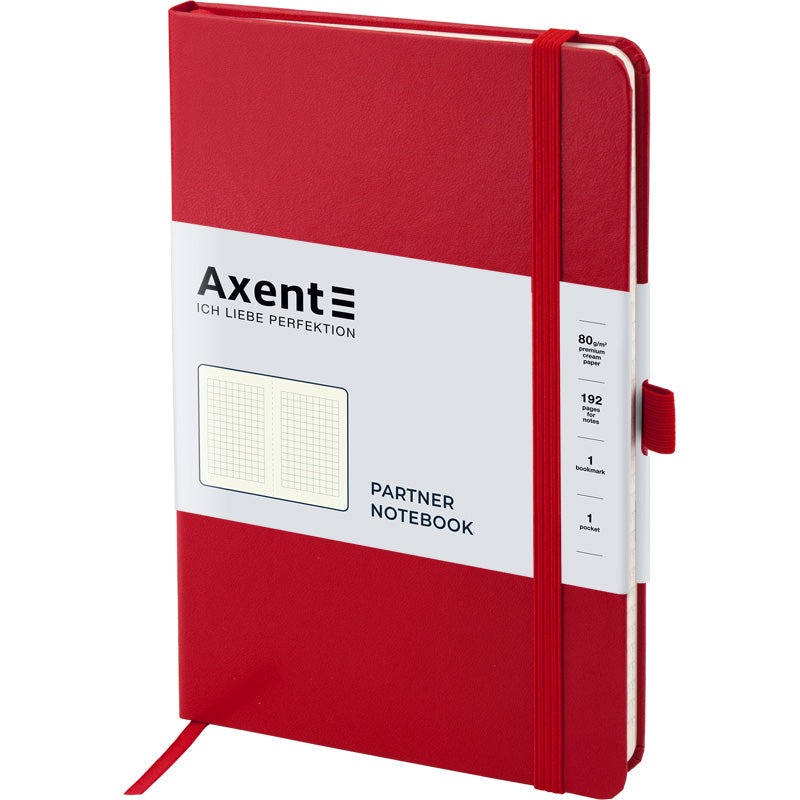 Книга записная Axent Partner 8201-03-A, A5-, 125x195 мм, 96 листов, клетка, твердая обложка, красная
