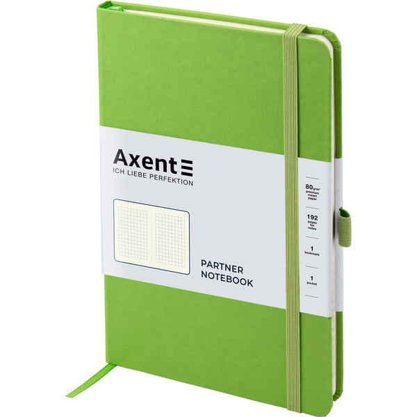 Книга записная Axent Partner 8201-04-A, A5-, 125x195 мм, 96 листов, клетка, твердая обложка, салатовая