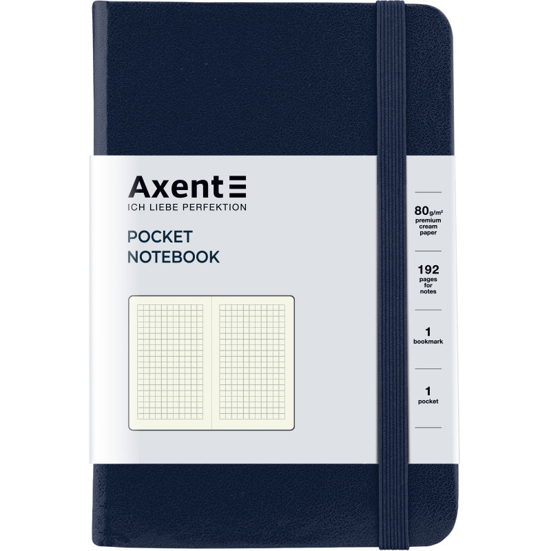 Книга записная Axent Partner 8301-02-A, A6-, 95x140 мм, 96 листов, клетка, твердая обложка, синяя
