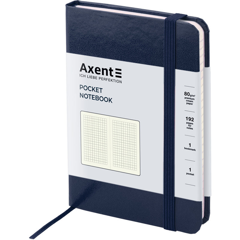 Книга записная Axent Partner 8301-02-A, A6-, 95x140 мм, 96 листов, клетка, твердая обложка, синяя