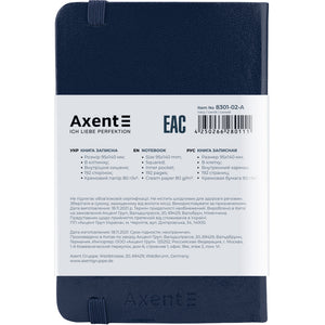 Книга записная Axent Partner 8301-02-A, A6-, 95x140 мм, 96 листов, клетка, твердая обложка, синяя
