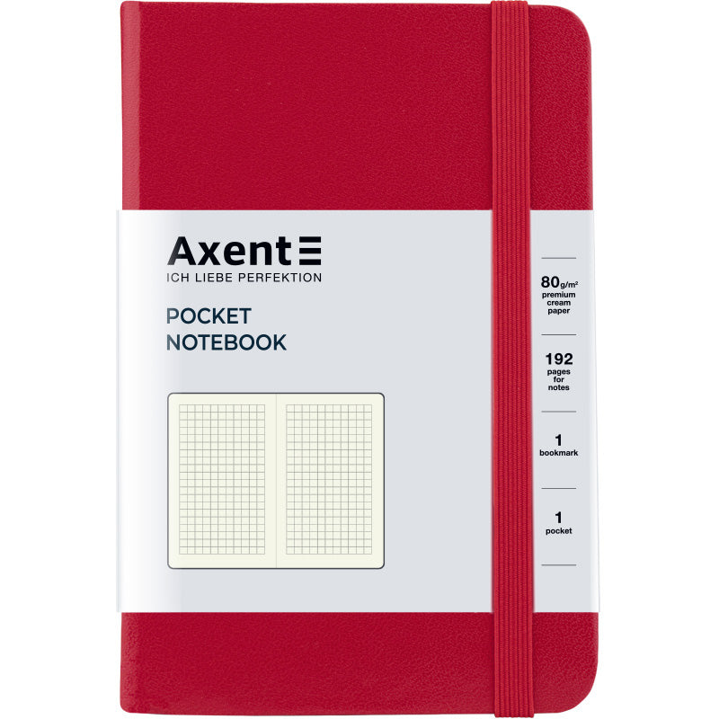 Книга записная Axent Partner 8301-03-A, A6-, 95x140 мм, 96 листов, клетка, твердая обложка, красная