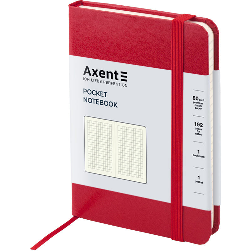 Книга записная Axent Partner 8301-03-A, A6-, 95x140 мм, 96 листов, клетка, твердая обложка, красная