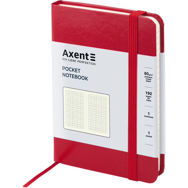 Книга записная Axent Partner 8301-03-A, A6-, 95x140 мм, 96 листов, клетка, твердая обложка, красная