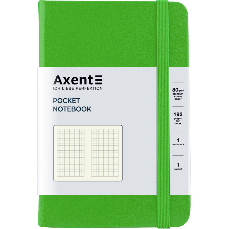 Книга записная Axent Partner 8301-04-A, A6-, 95x140 мм, 96 листов, клетка, твердая обложка, салатовая