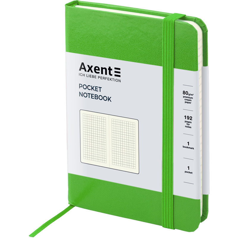 Книга записная Axent Partner 8301-04-A, A6-, 95x140 мм, 96 листов, клетка, твердая обложка, салатовая