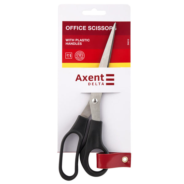Ножницы Axent Delta D6212, 21 см, с пластиковыми ручками, черные