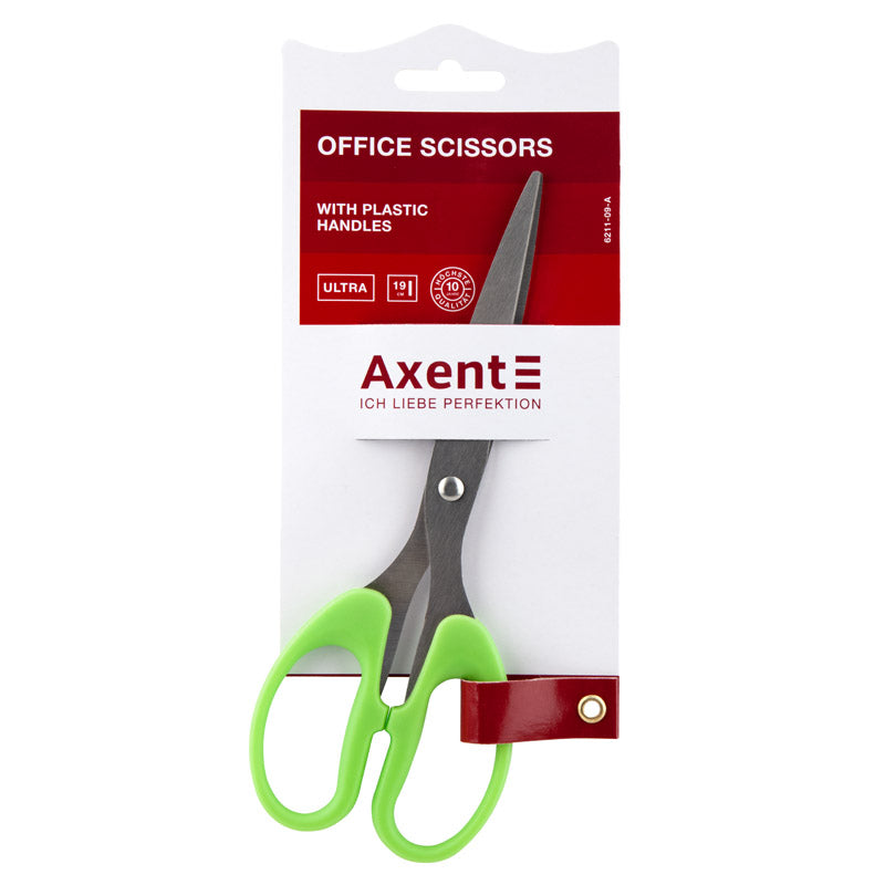 Ножиці Axent Ultra 6211-09-A, 19 см, з пластиковими ручками, салатові