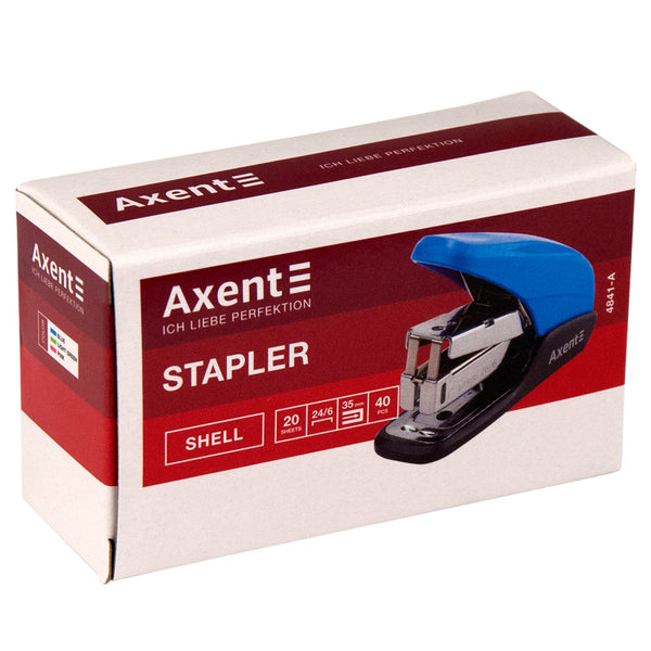 Степлер канцелярський №24/6 Axent Shell 4841-07-A, PS пластик, 20 аркушів, блакитний