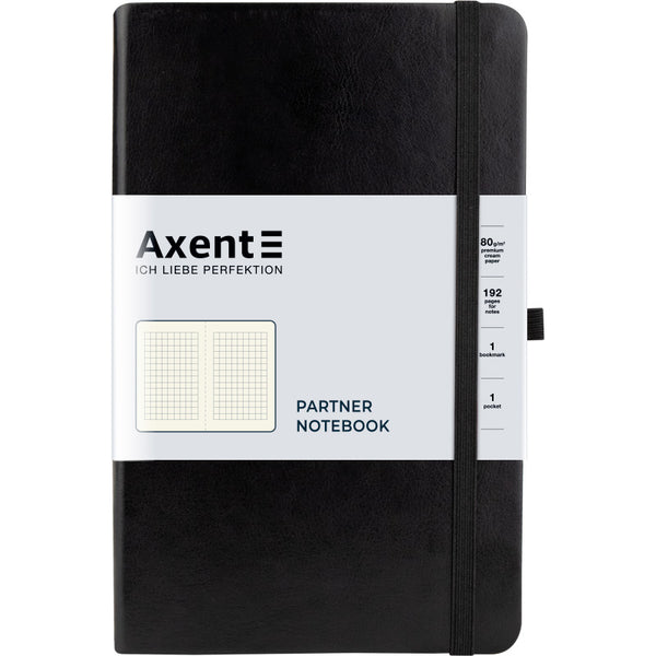 Книга записная Axent Partner Lux 8202-01-A, A5-, 125x195 мм, 96 листов, клетка, твердая обложка, чёрная