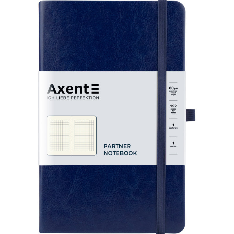 Книга записная Axent Partner Lux 8202-02-A, A5-, 125x195 мм, 96 листов, клетка, твердая обложка, синяя