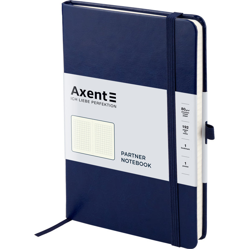 Книга записная Axent Partner Lux 8202-02-A, A5-, 125x195 мм, 96 листов, клетка, твердая обложка, синяя
