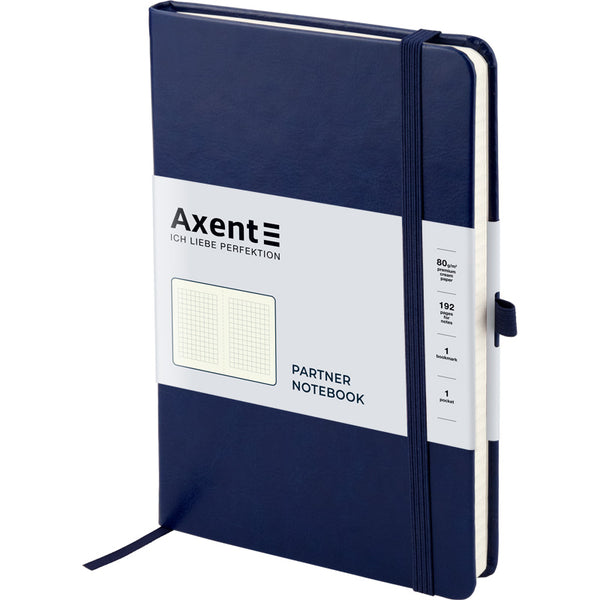 Книга записная Axent Partner Lux 8202-02-A, A5-, 125x195 мм, 96 листов, клетка, твердая обложка, синяя