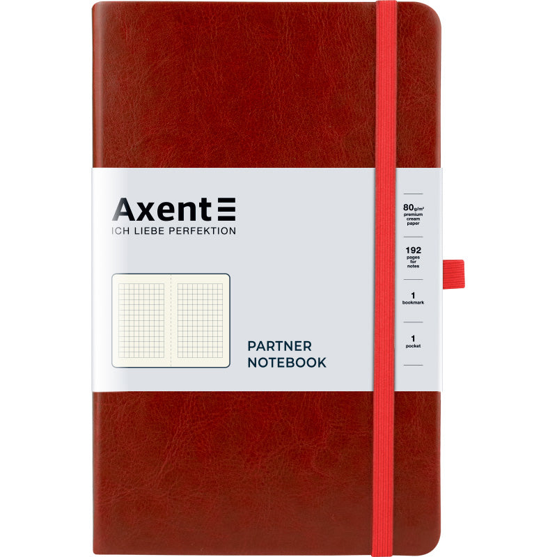 Книга записная Axent Partner Lux 8202-05-A, A5-, 125x195 мм, 96 листов, клетка, твердая обложка, бордовая