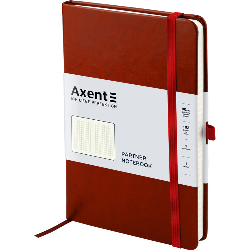 Книга записная Axent Partner Lux 8202-05-A, A5-, 125x195 мм, 96 листов, клетка, твердая обложка, бордовая