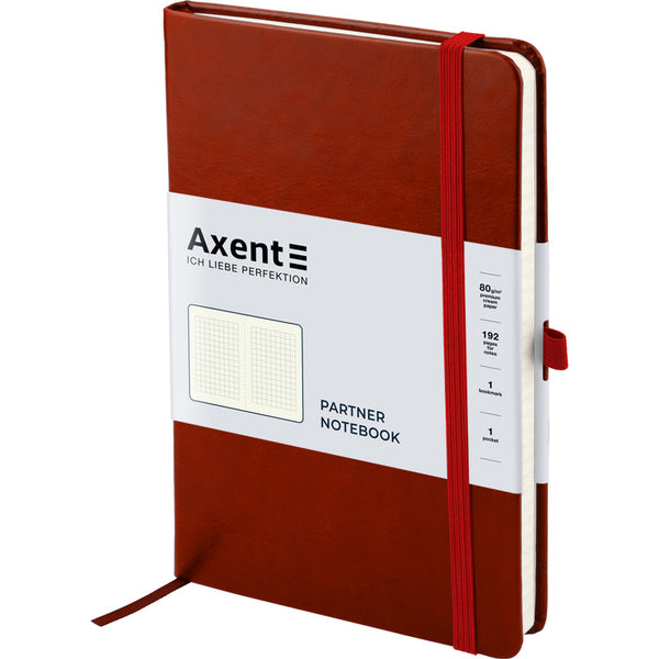 Книга записная Axent Partner Lux 8202-05-A, A5-, 125x195 мм, 96 листов, клетка, твердая обложка, бордовая