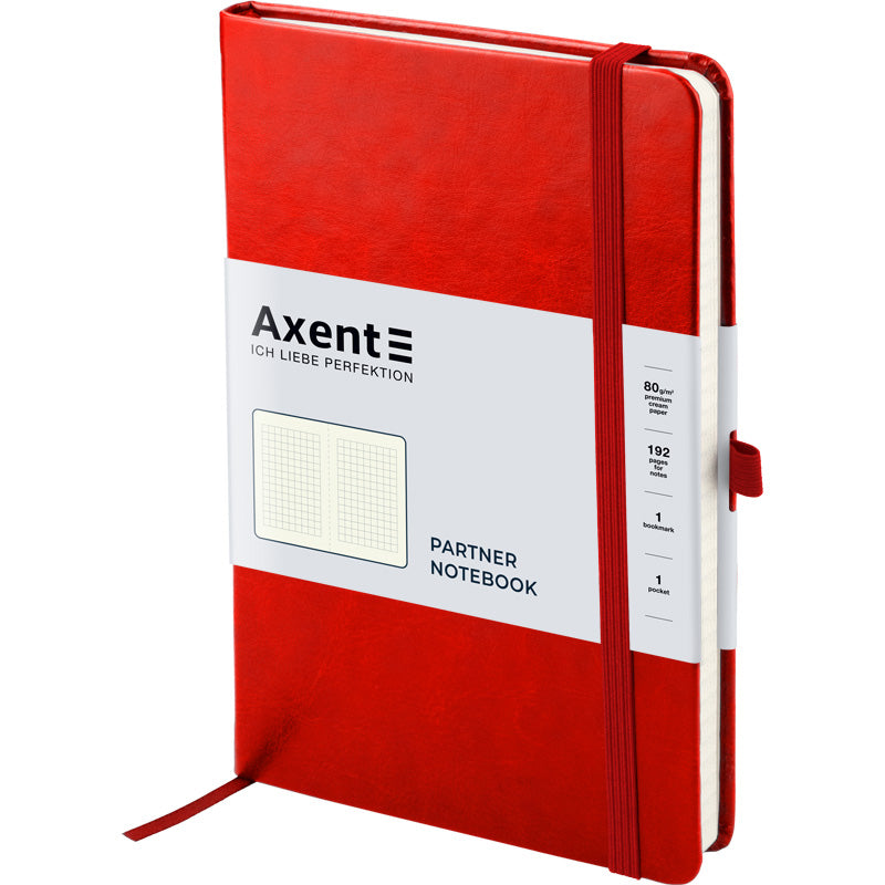 Книга записная Axent Partner Lux 8202-06-A, A5-, 125x195 мм, 96 листов, клетка, твердая обложка, красная